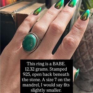 Green Stone Sterling Silver Statement Ring
